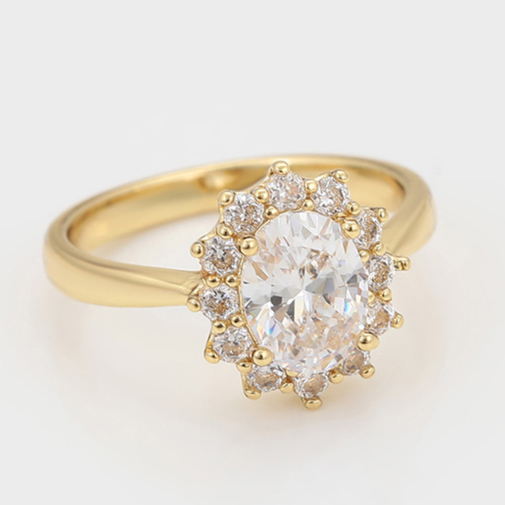 Anillo de Aleación Bañado en Oro con Cristal Emporia® Blanco