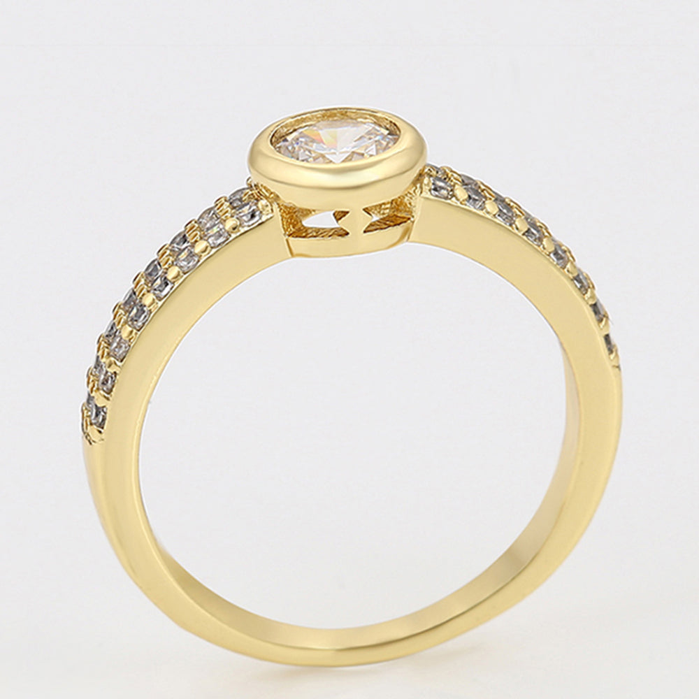 Anillo de Aleación Bañado en Oro con Cristal Emporia® Blanco