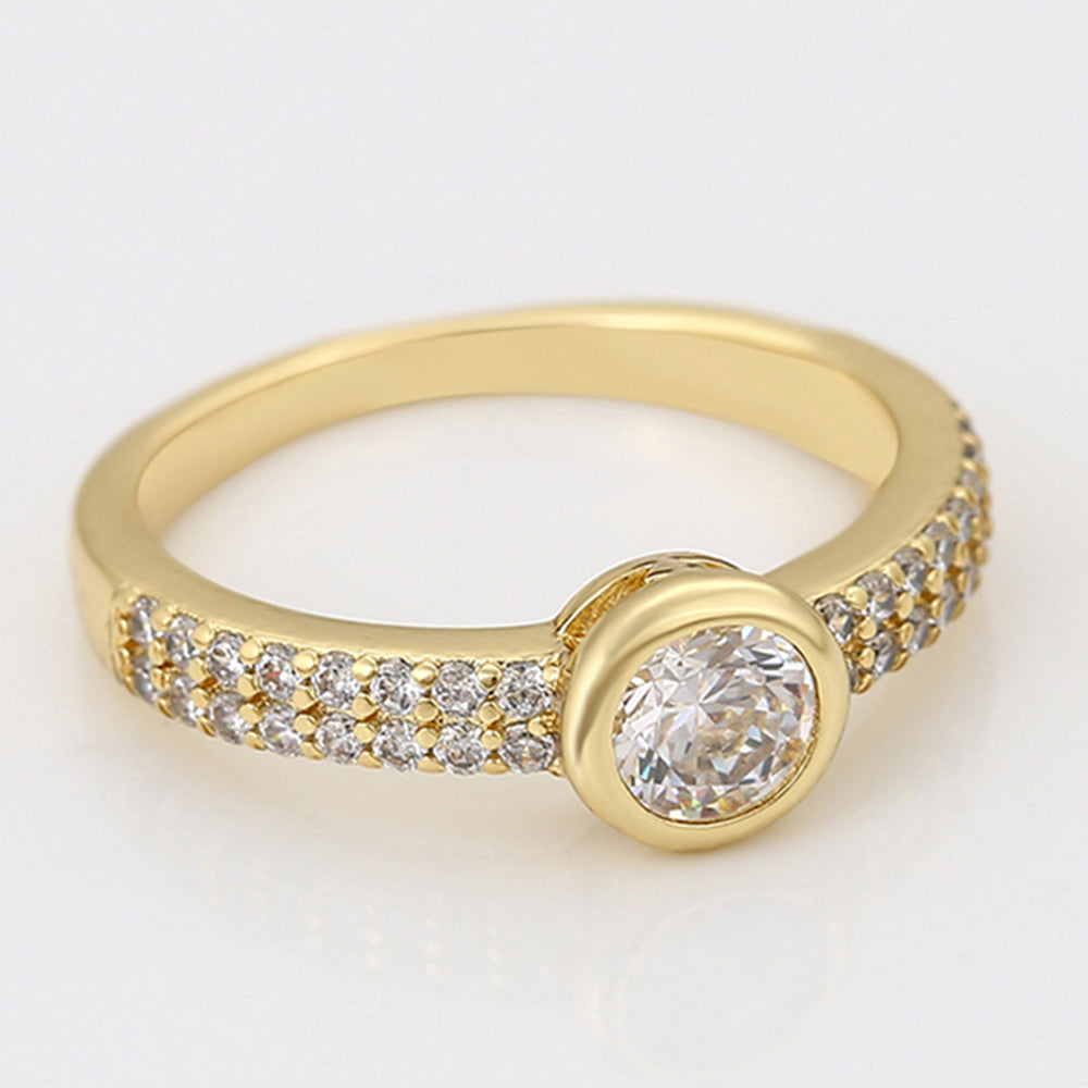 Anillo de Aleación Bañado en Oro con Cristal Emporia® Blanco