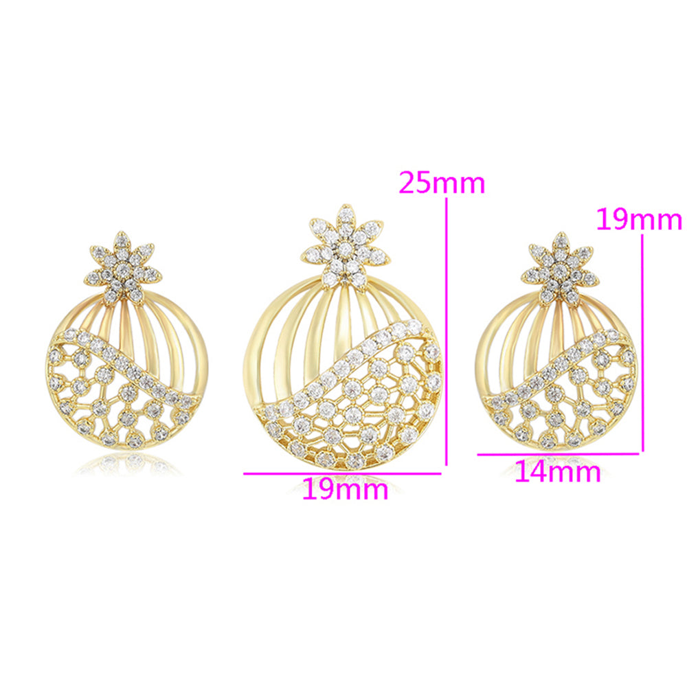 Conjunto de Aleación Bañado en Oro con Cristal Emporia® Blanco ( Pendientes +Colgante )