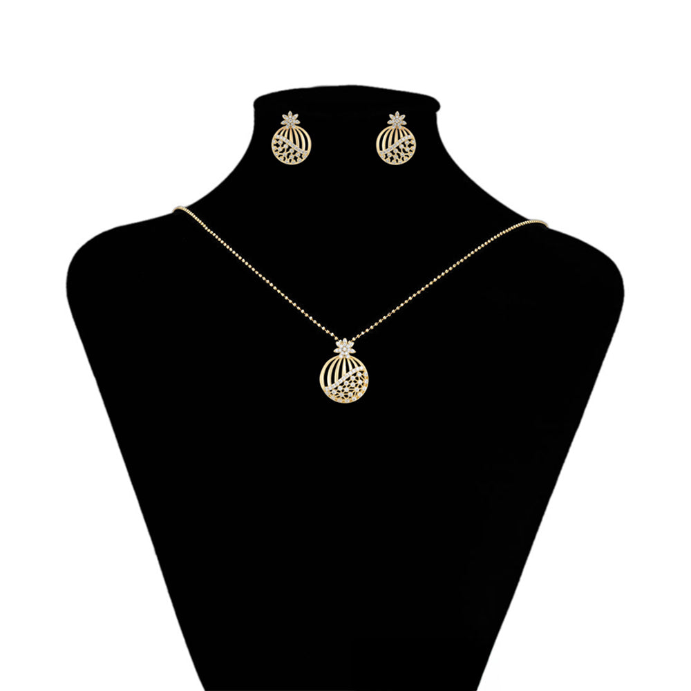 Conjunto de Aleación Bañado en Oro con Cristal Emporia® Blanco ( Pendientes +Colgante )