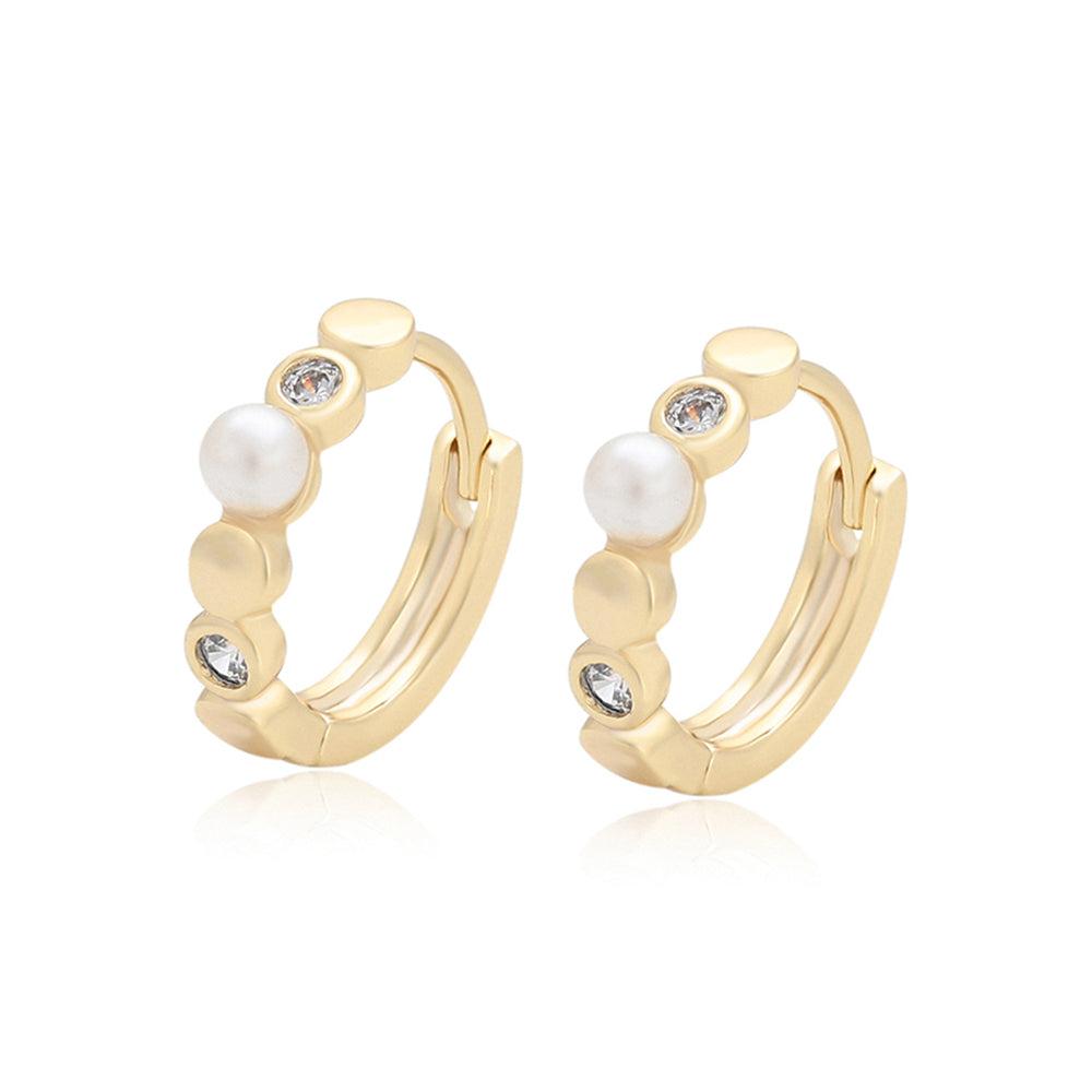 Pendientes de Aleación Bañado en Oro con Cristal Emporia® Blanco y Perla de cristal