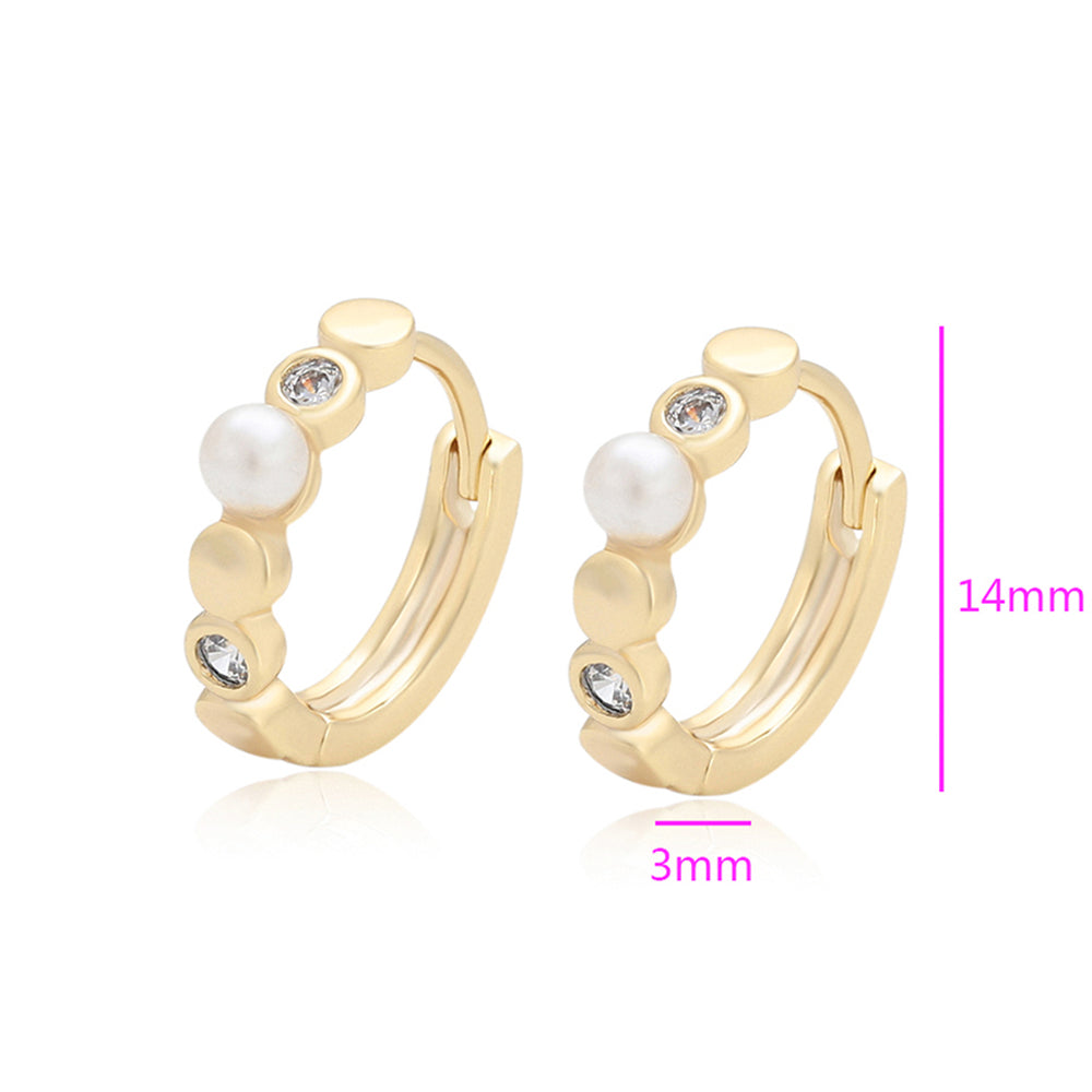 Pendientes de Aleación Bañado en Oro con Cristal Emporia® Blanco y Perla de cristal