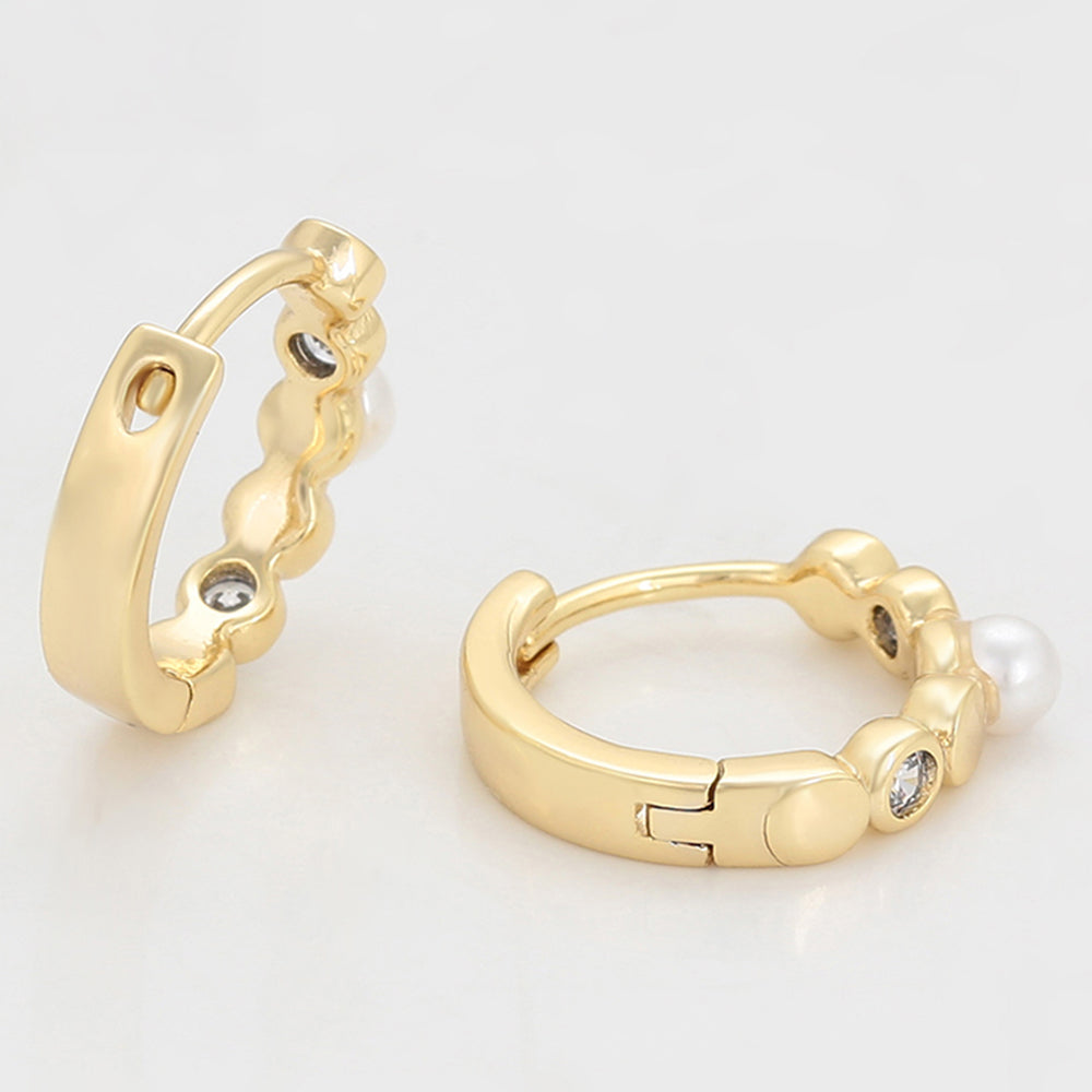 Pendientes de Aleación Bañado en Oro con Cristal Emporia® Blanco y Perla de cristal