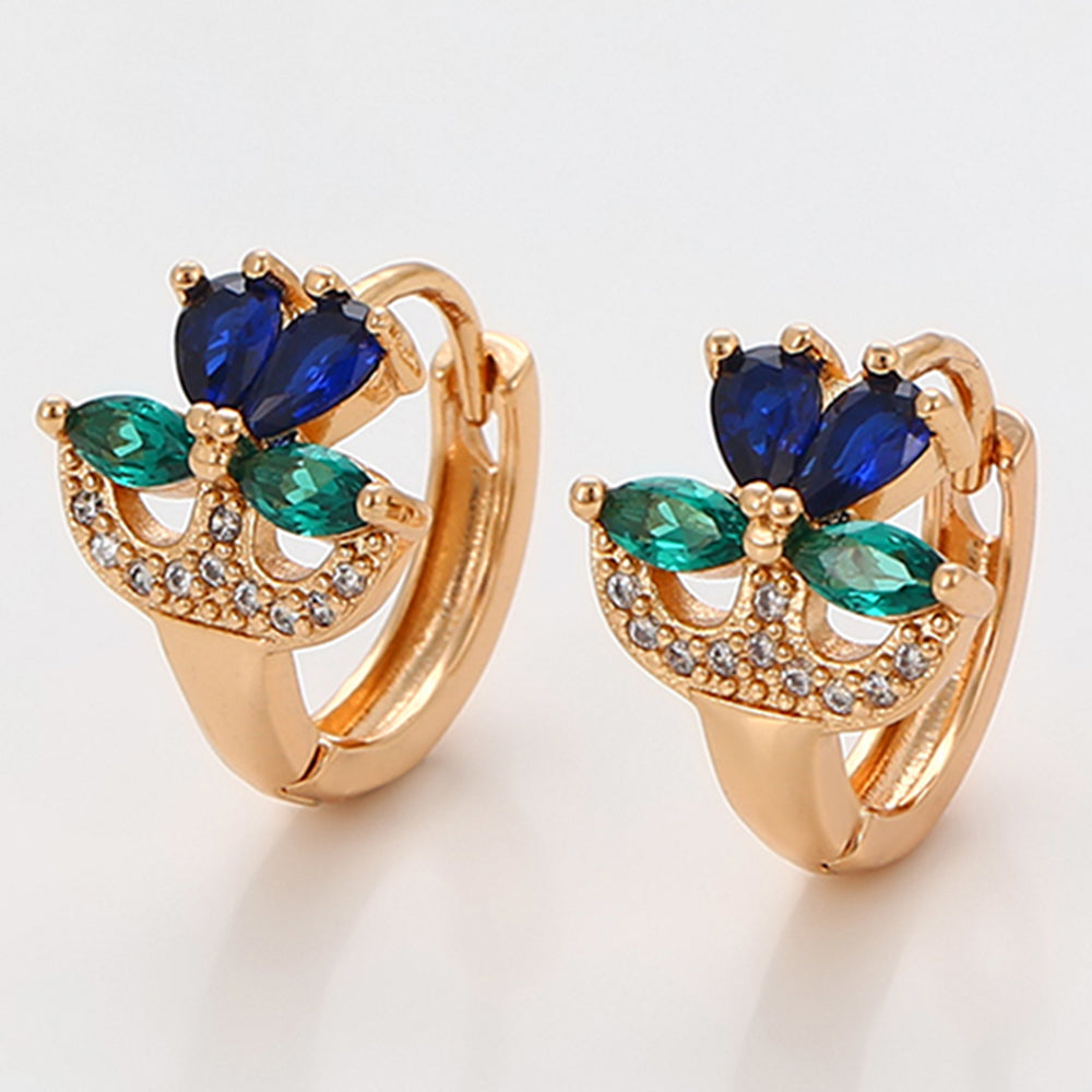 Pendientes de Aleación Bañado en Oro con Cristal Emporia® Verde y Cristal Emporia® Azul