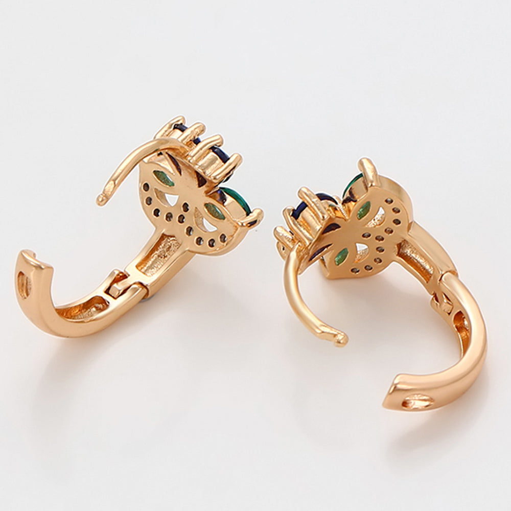 Pendientes de Aleación Bañado en Oro con Cristal Emporia® Verde y Cristal Emporia® Azul