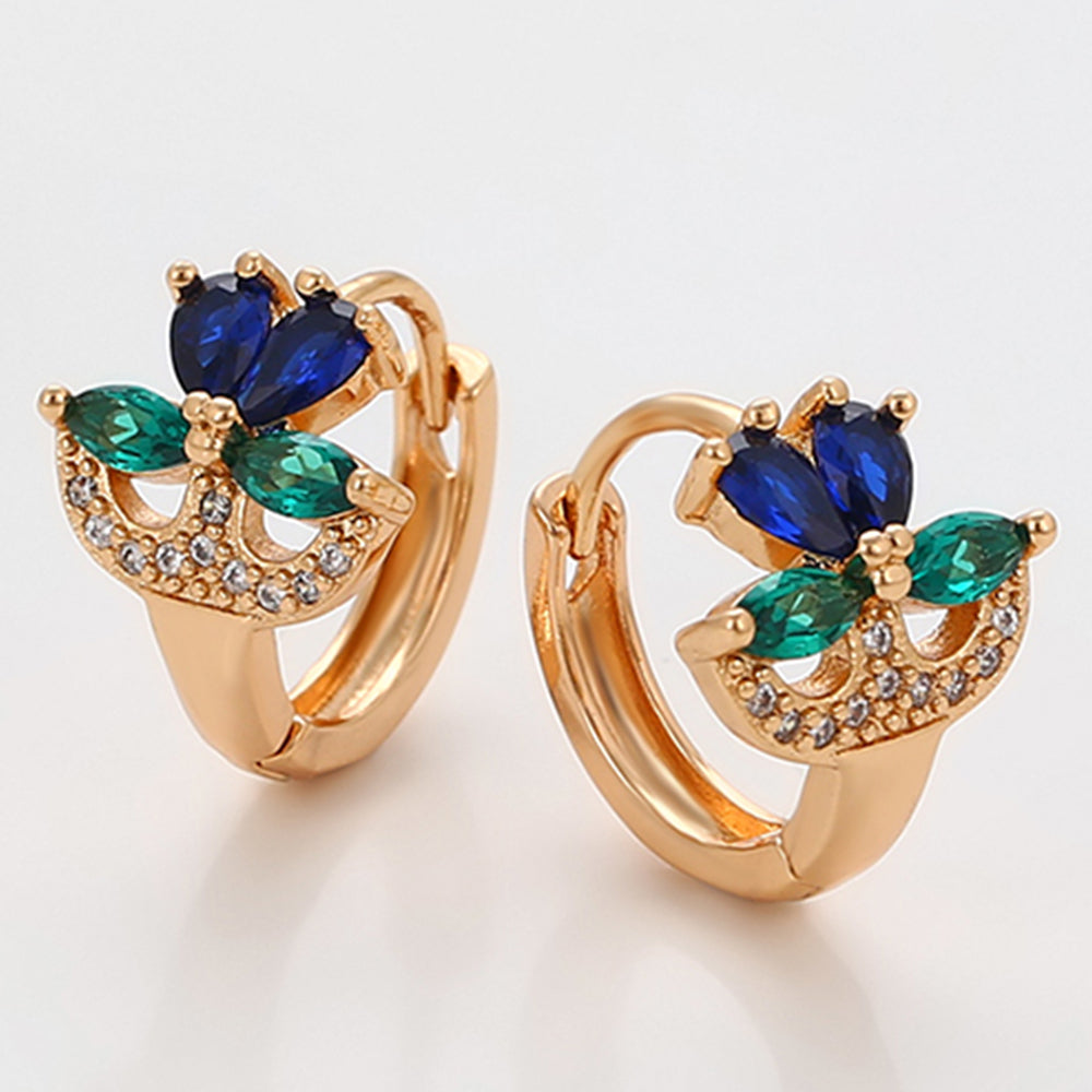 Pendientes de Aleación Bañado en Oro con Cristal Emporia® Verde y Cristal Emporia® Azul