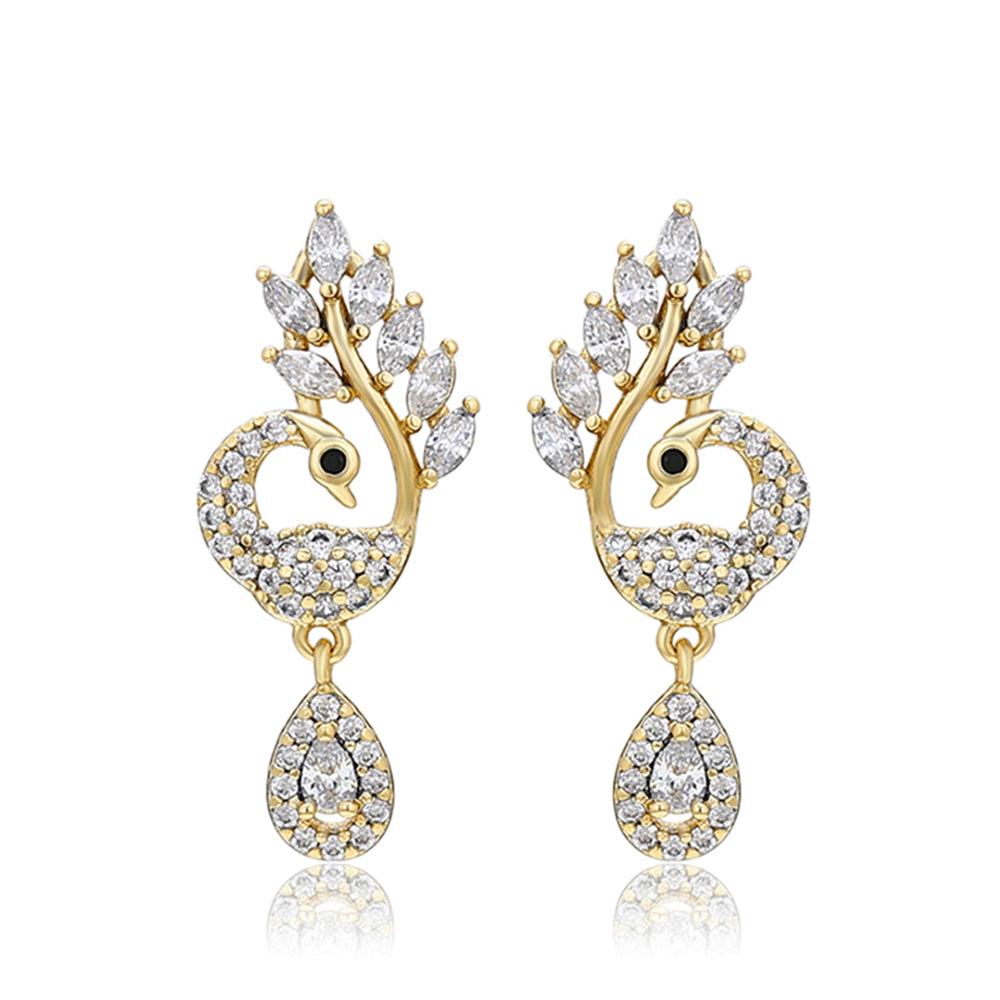 Pendientes de Aleación Bañado en Oro con Cristal Emporia® Blanco