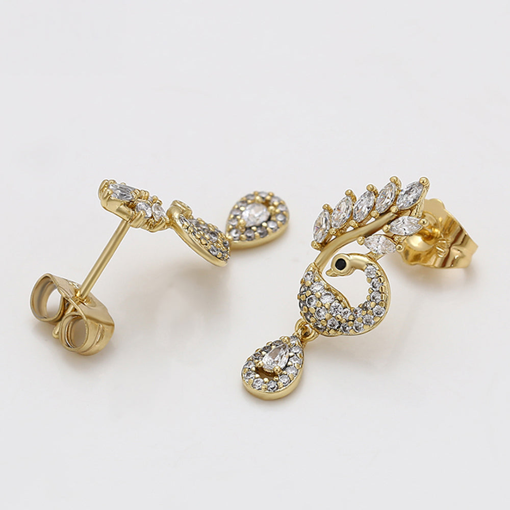 Pendientes de Aleación Bañado en Oro con Cristal Emporia® Blanco