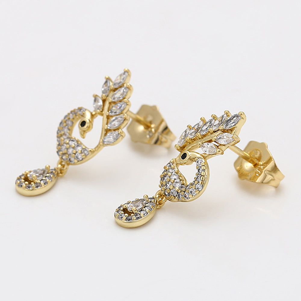 Pendientes de Aleación Bañado en Oro con Cristal Emporia® Blanco