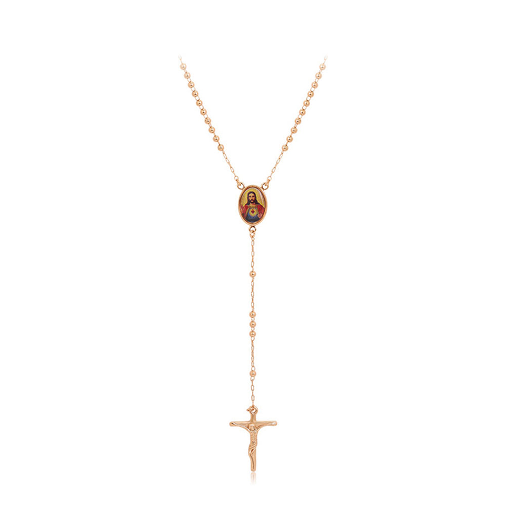 Cruz Collar de Aleación Bañado en Oro con Esmalte