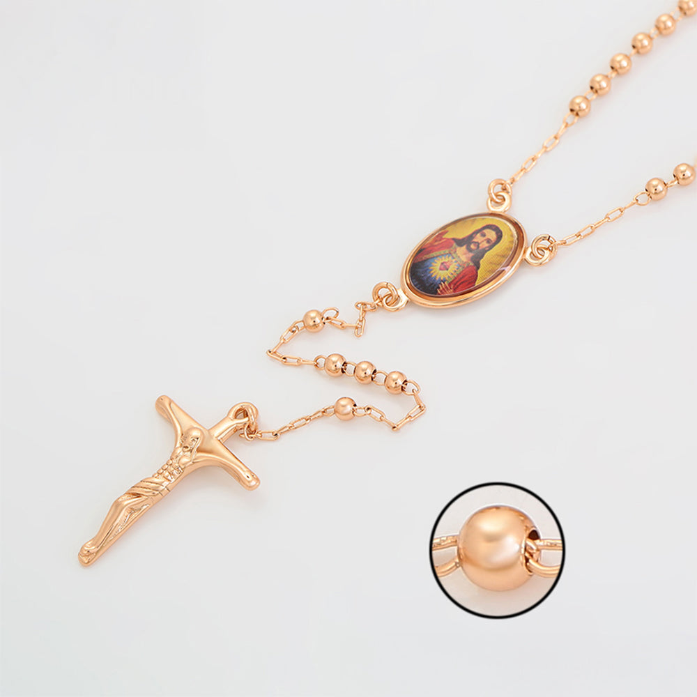 Cruz Collar de Aleación Bañado en Oro con Esmalte