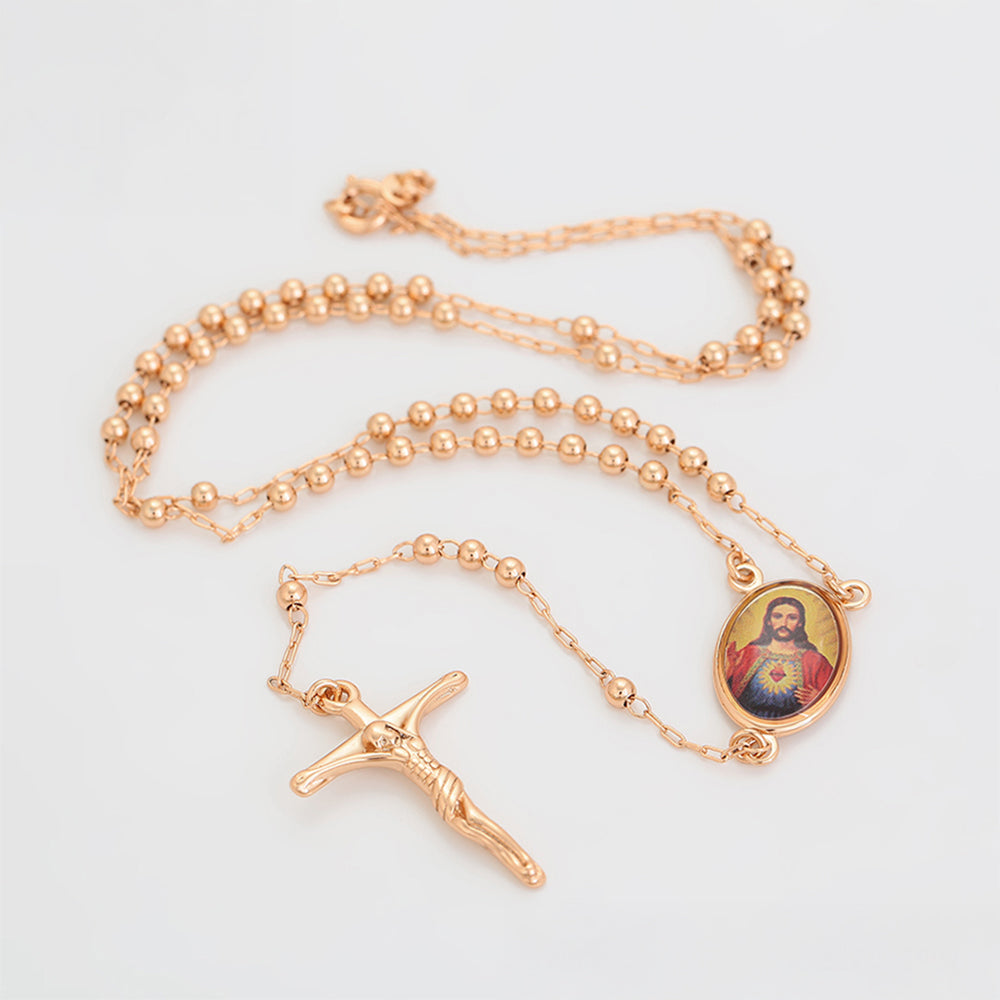 Cruz Collar de Aleación Bañado en Oro con Esmalte