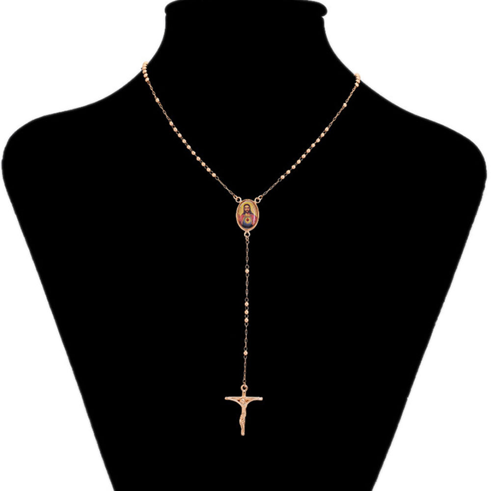 Cruz Collar de Aleación Bañado en Oro con Esmalte