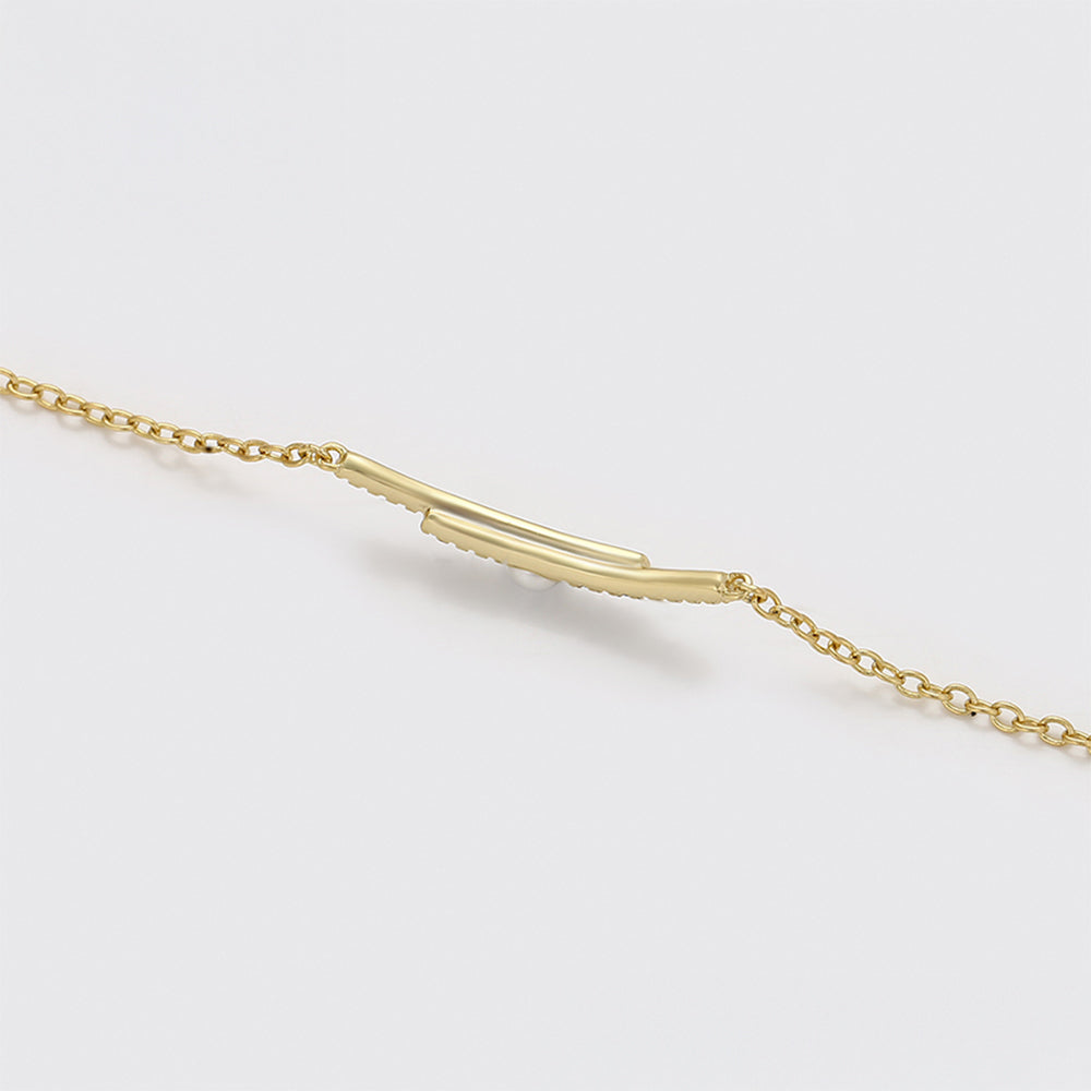 Pulsera de Aleación Bañado en Oro con Perla de cristal y Cristal Emporia® Blanco