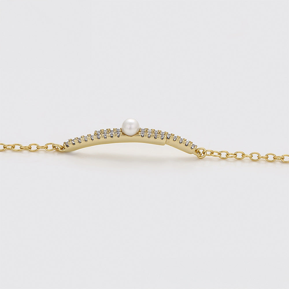 Pulsera de Aleación Bañado en Oro con Perla de cristal y Cristal Emporia® Blanco