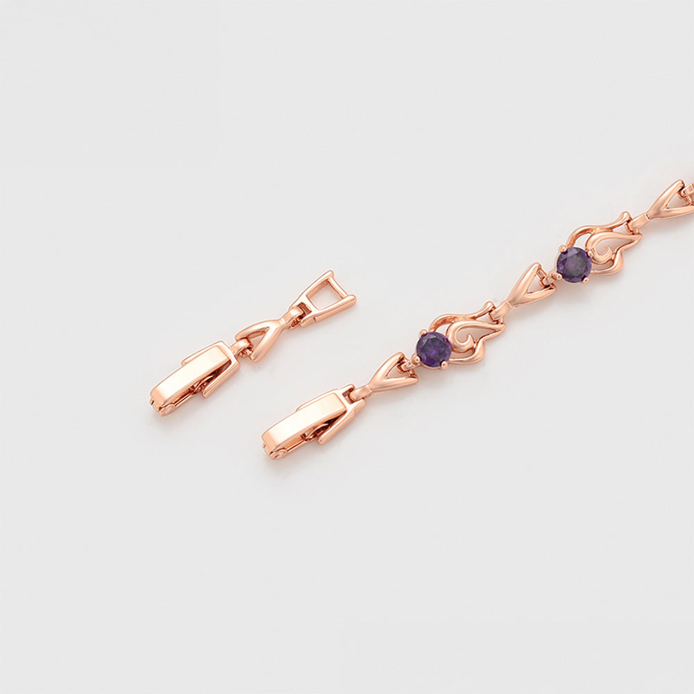 Pulsera de Aleación Bañado en Oro con Cristal Emporia® Púrpura