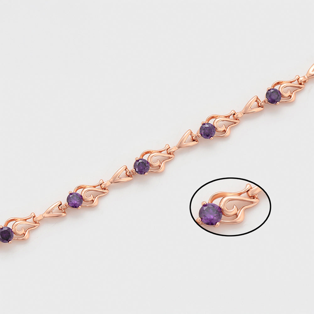 Pulsera de Aleación Bañado en Oro con Cristal Emporia® Púrpura