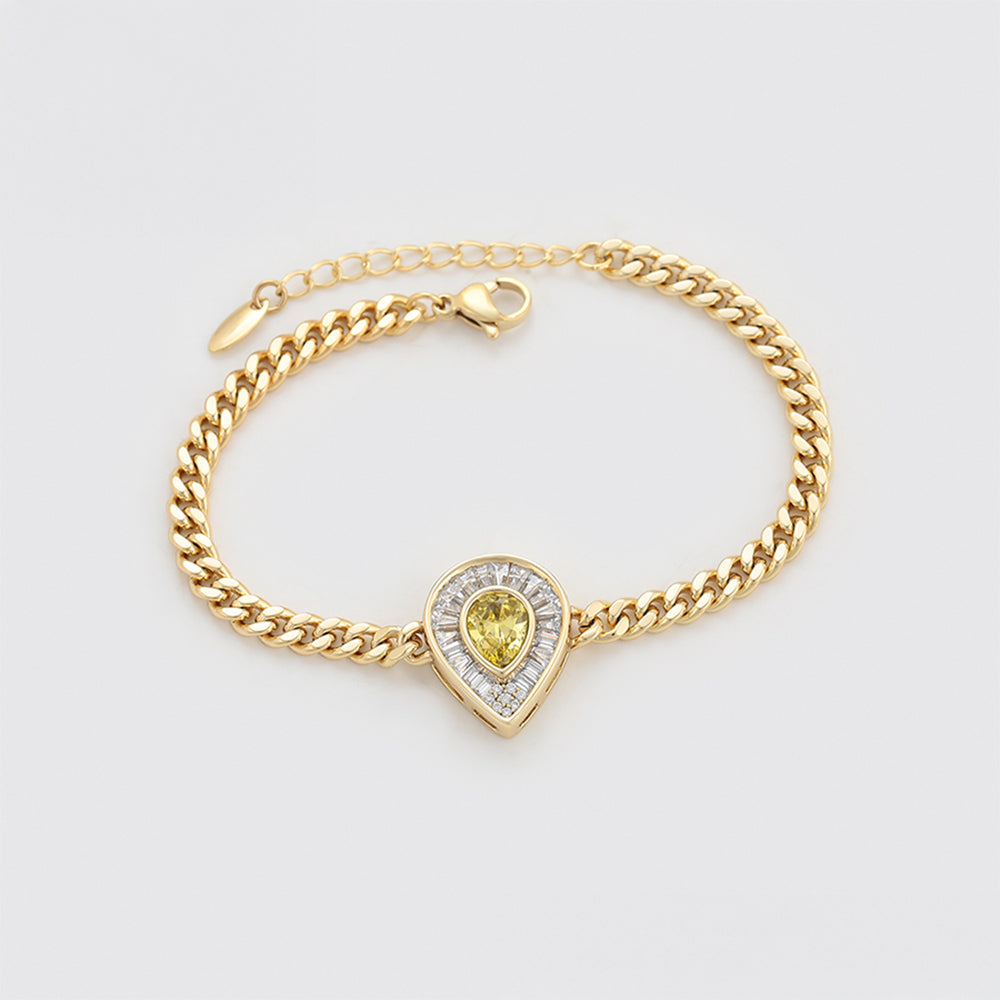 Pulsera de Aleación Bañado en Oro con Cristal Emporia® Amarillo y Cristal Emporia® Blanco