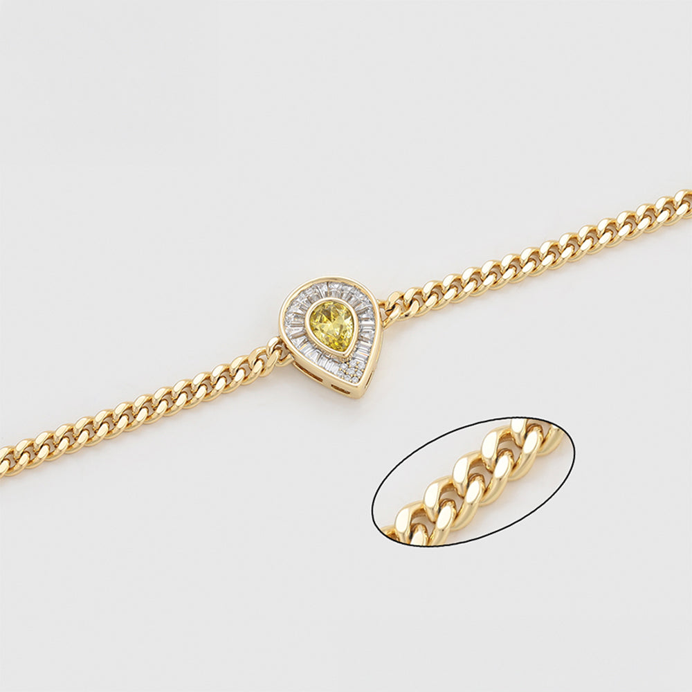 Pulsera de Aleación Bañado en Oro con Cristal Emporia® Amarillo y Cristal Emporia® Blanco