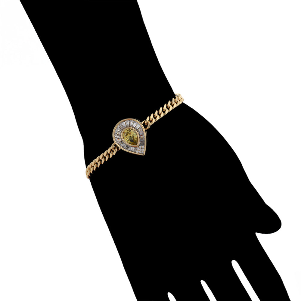 Pulsera de Aleación Bañado en Oro con Cristal Emporia® Amarillo y Cristal Emporia® Blanco