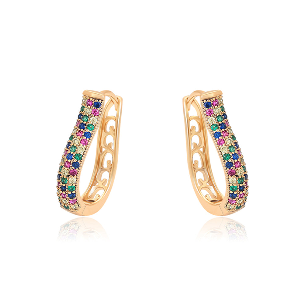 Pendientes de Aleación Bañado en Oro con Cristal Emporia® Rojo y Cristal Emporia® Azul