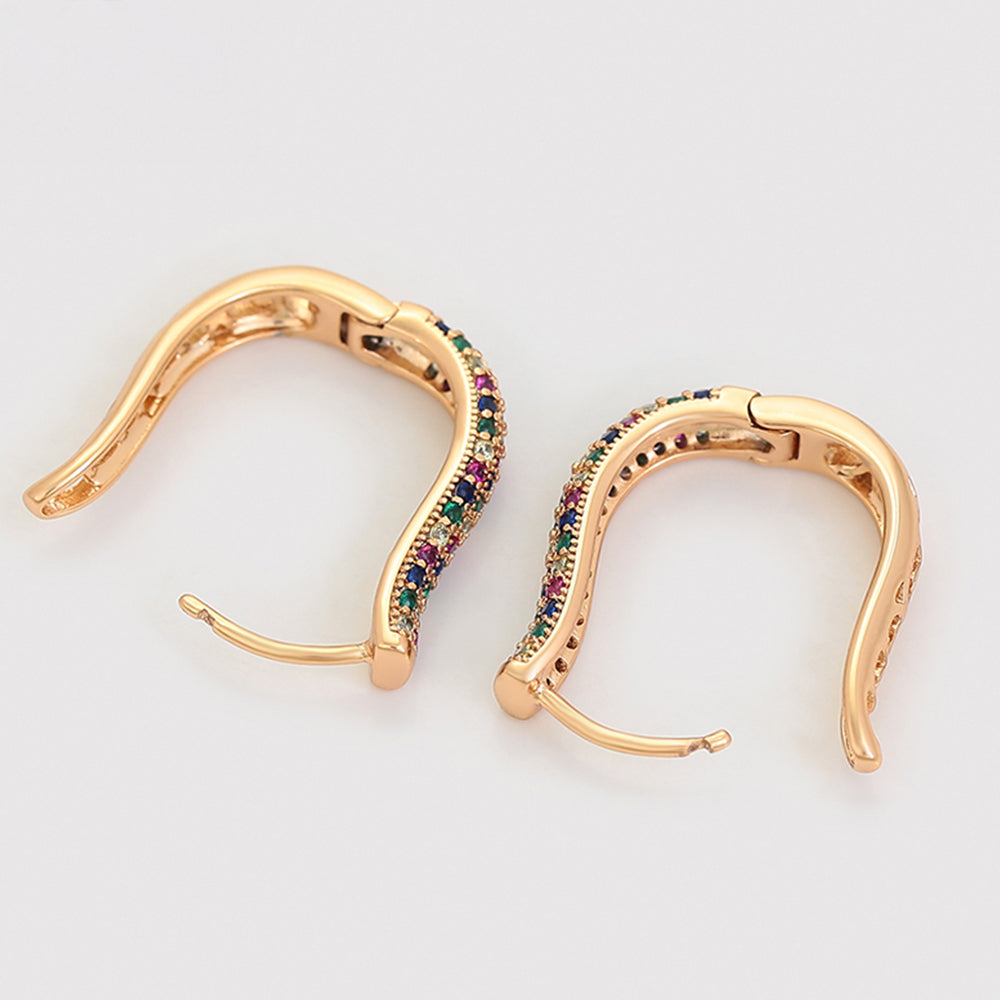 Pendientes de Aleación Bañado en Oro con Cristal Emporia® Rojo y Cristal Emporia® Azul