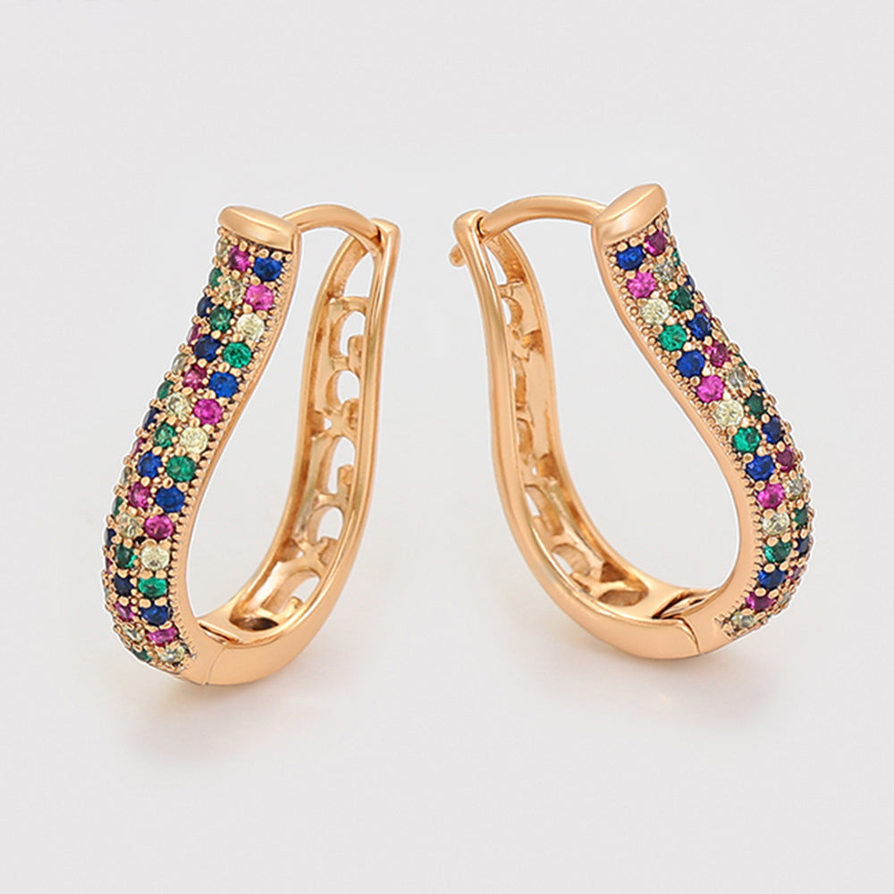 Pendientes de Aleación Bañado en Oro con Cristal Emporia® Rojo y Cristal Emporia® Azul