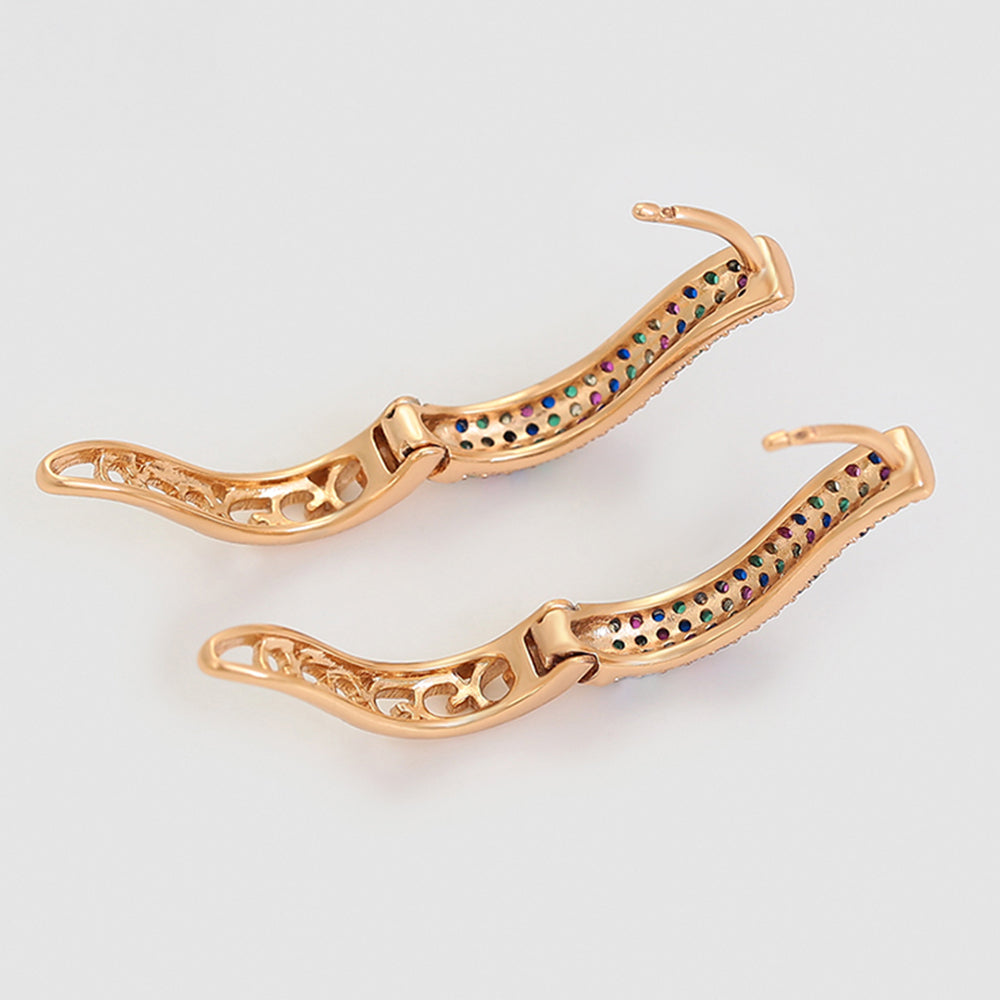 Pendientes de Aleación Bañado en Oro con Cristal Emporia® Rojo y Cristal Emporia® Azul