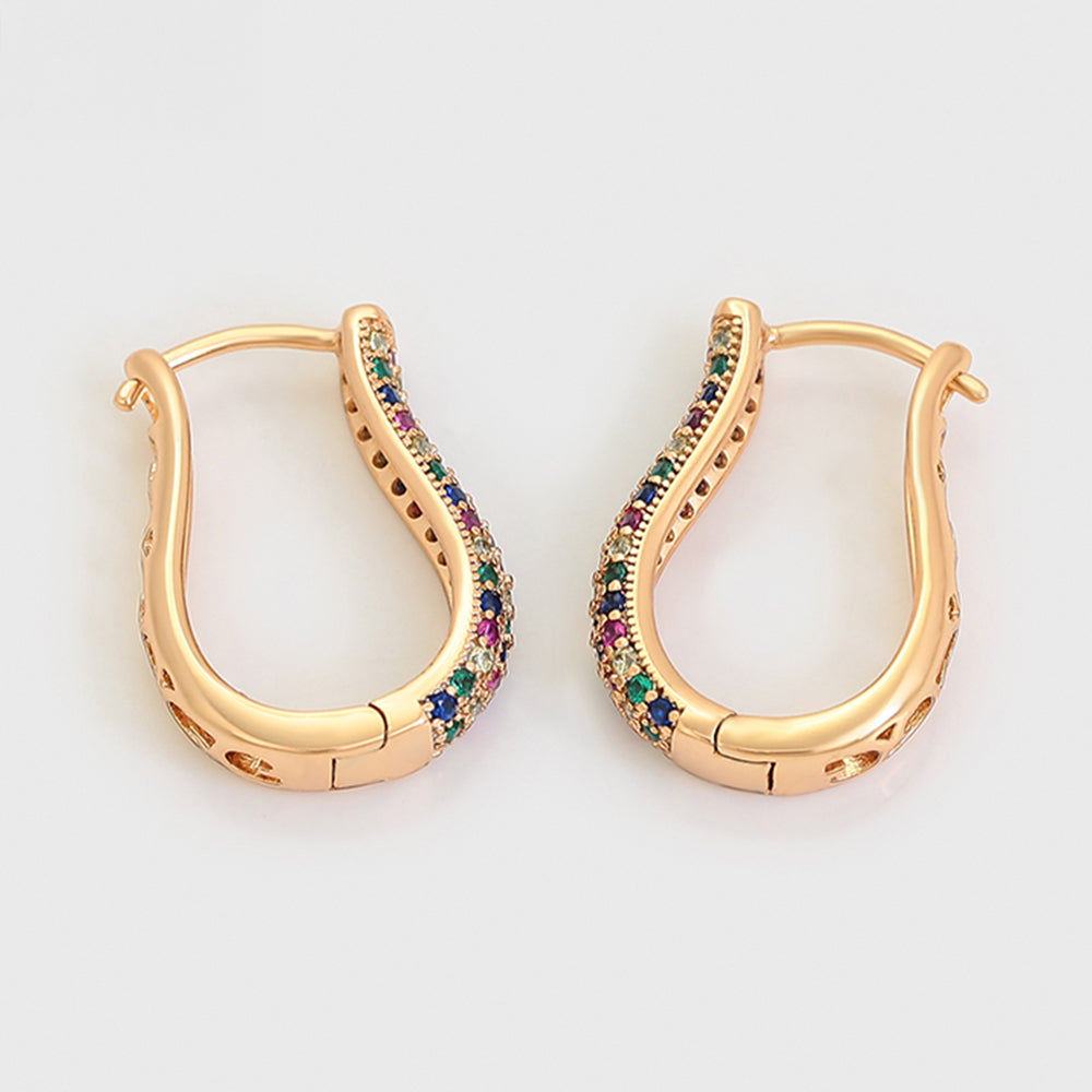 Pendientes de Aleación Bañado en Oro con Cristal Emporia® Rojo y Cristal Emporia® Azul