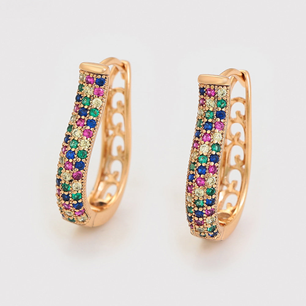 Pendientes de Aleación Bañado en Oro con Cristal Emporia® Rojo y Cristal Emporia® Azul