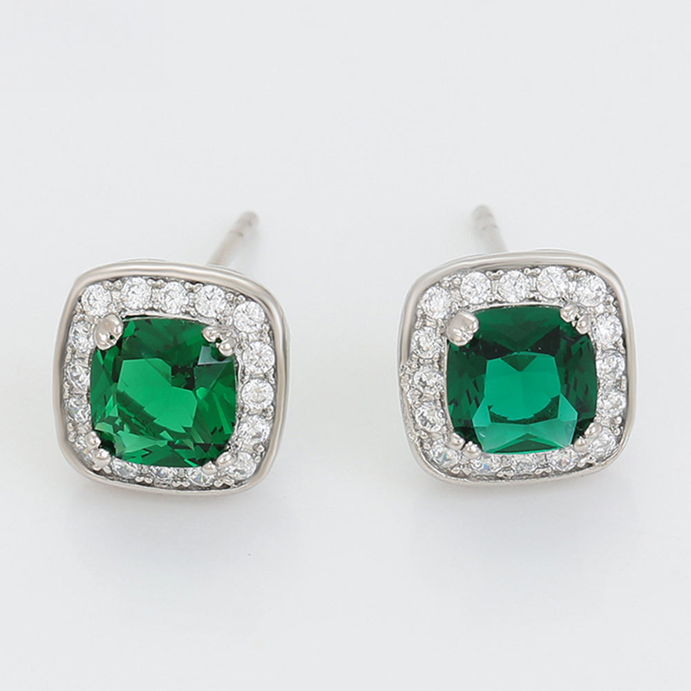 Pendientes de Aleación Bañado en Oro con Cristal Emporia® Verde y Cristal Emporia® Blanco
