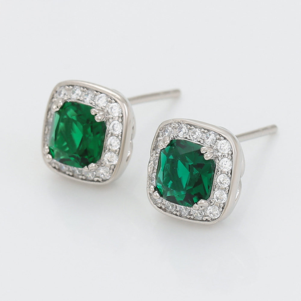 Pendientes de Aleación Bañado en Oro con Cristal Emporia® Verde y Cristal Emporia® Blanco