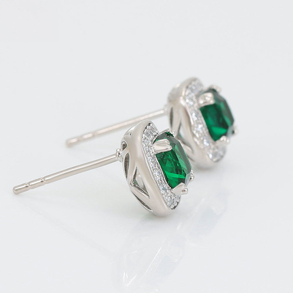 Pendientes de Aleación Bañado en Oro con Cristal Emporia® Verde y Cristal Emporia® Blanco