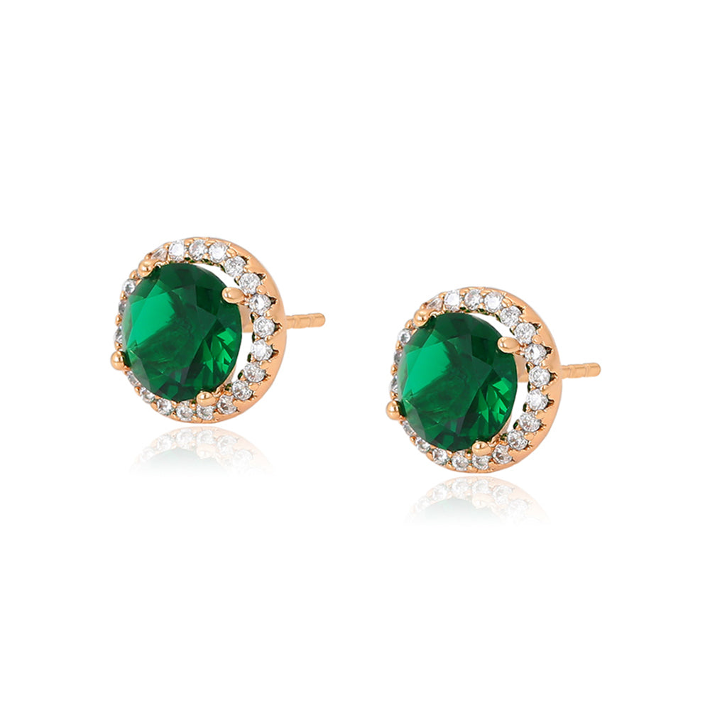 Pendientes de Aleación Bañado en Oro con Cristal Emporia® Verde y Cristal Emporia® Blanco