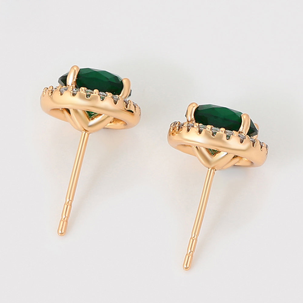 Pendientes de Aleación Bañado en Oro con Cristal Emporia® Verde y Cristal Emporia® Blanco