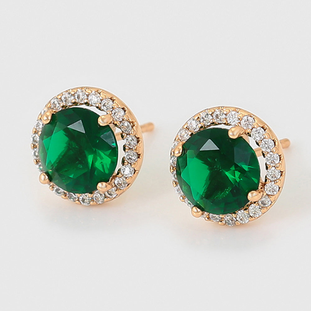 Pendientes de Aleación Bañado en Oro con Cristal Emporia® Verde y Cristal Emporia® Blanco
