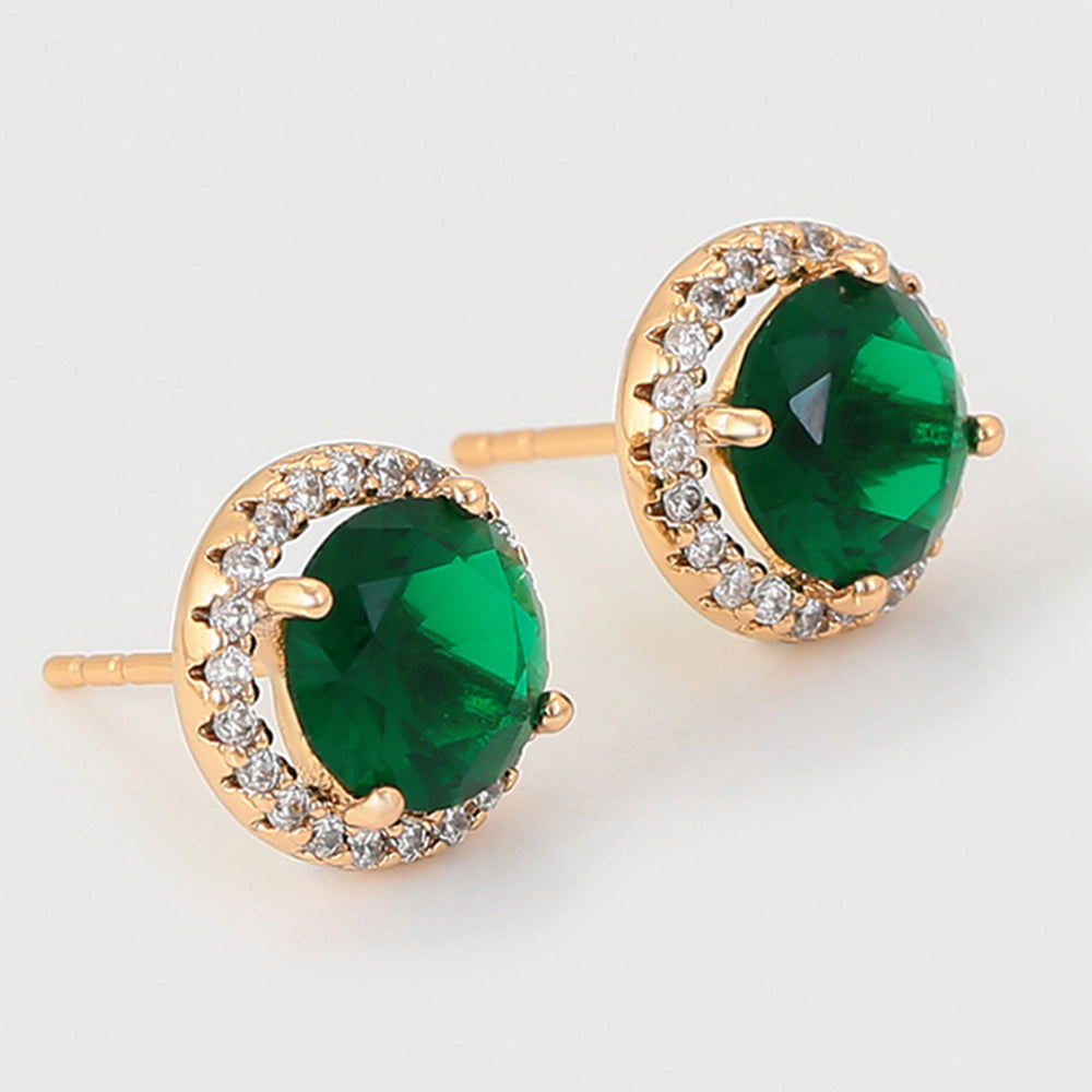 Pendientes de Aleación Bañado en Oro con Cristal Emporia® Verde y Cristal Emporia® Blanco