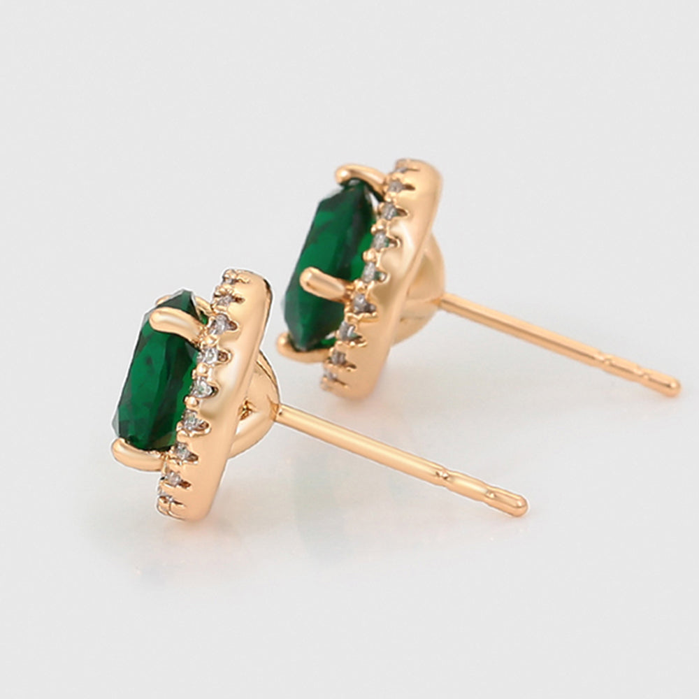 Pendientes de Aleación Bañado en Oro con Cristal Emporia® Verde y Cristal Emporia® Blanco