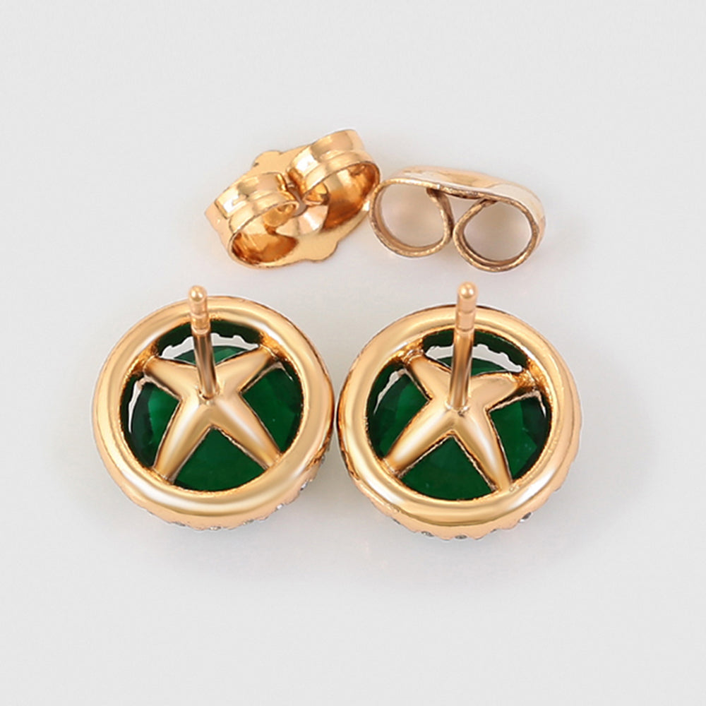 Pendientes de Aleación Bañado en Oro con Cristal Emporia® Verde y Cristal Emporia® Blanco