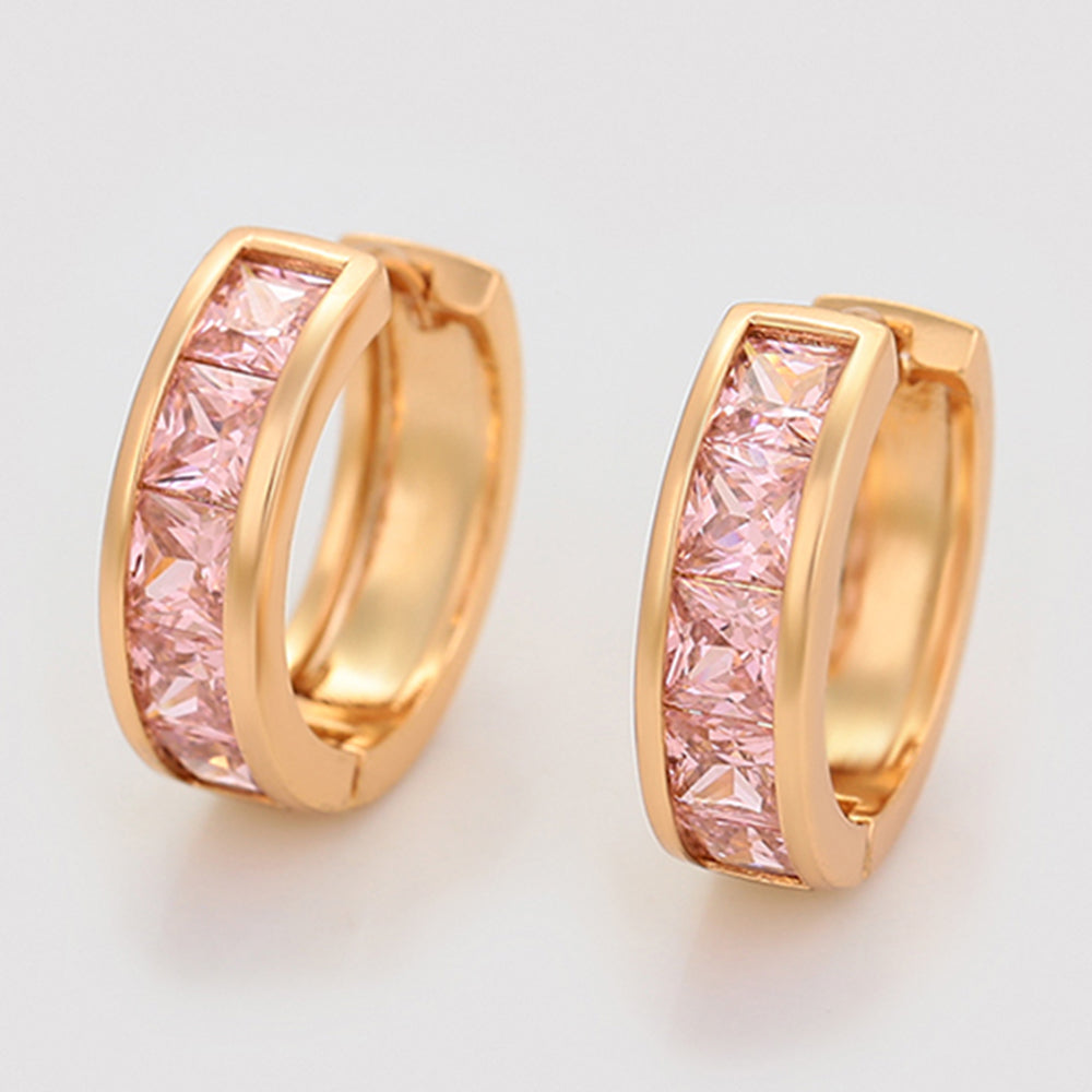 Pendientes de Aleación Bañado en Oro con Cristal Emporia® Rosa