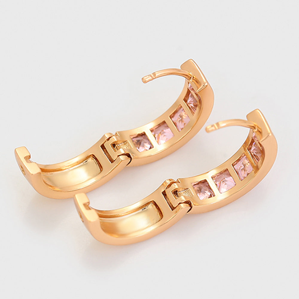 Pendientes de Aleación Bañado en Oro con Cristal Emporia® Rosa