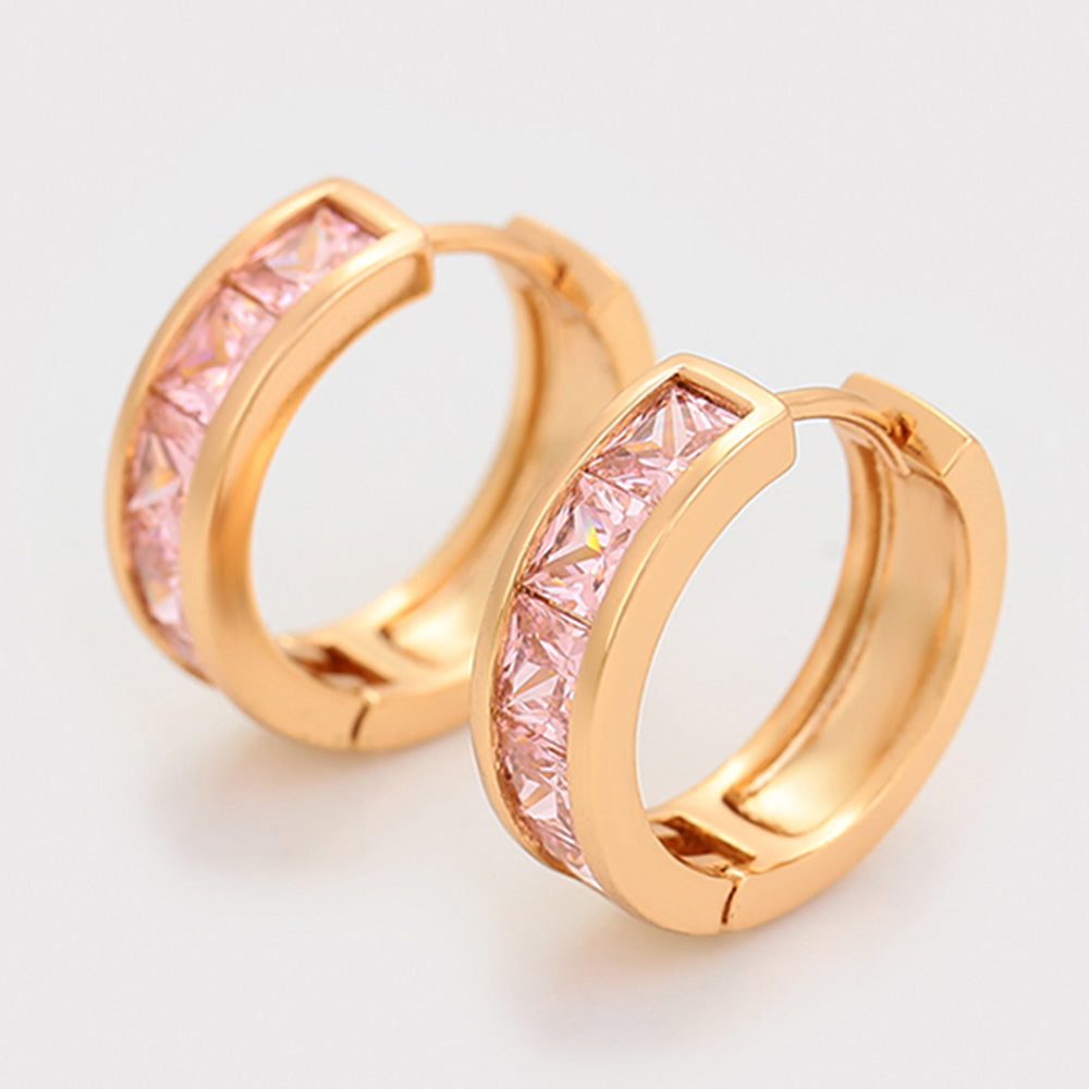 Pendientes de Aleación Bañado en Oro con Cristal Emporia® Rosa