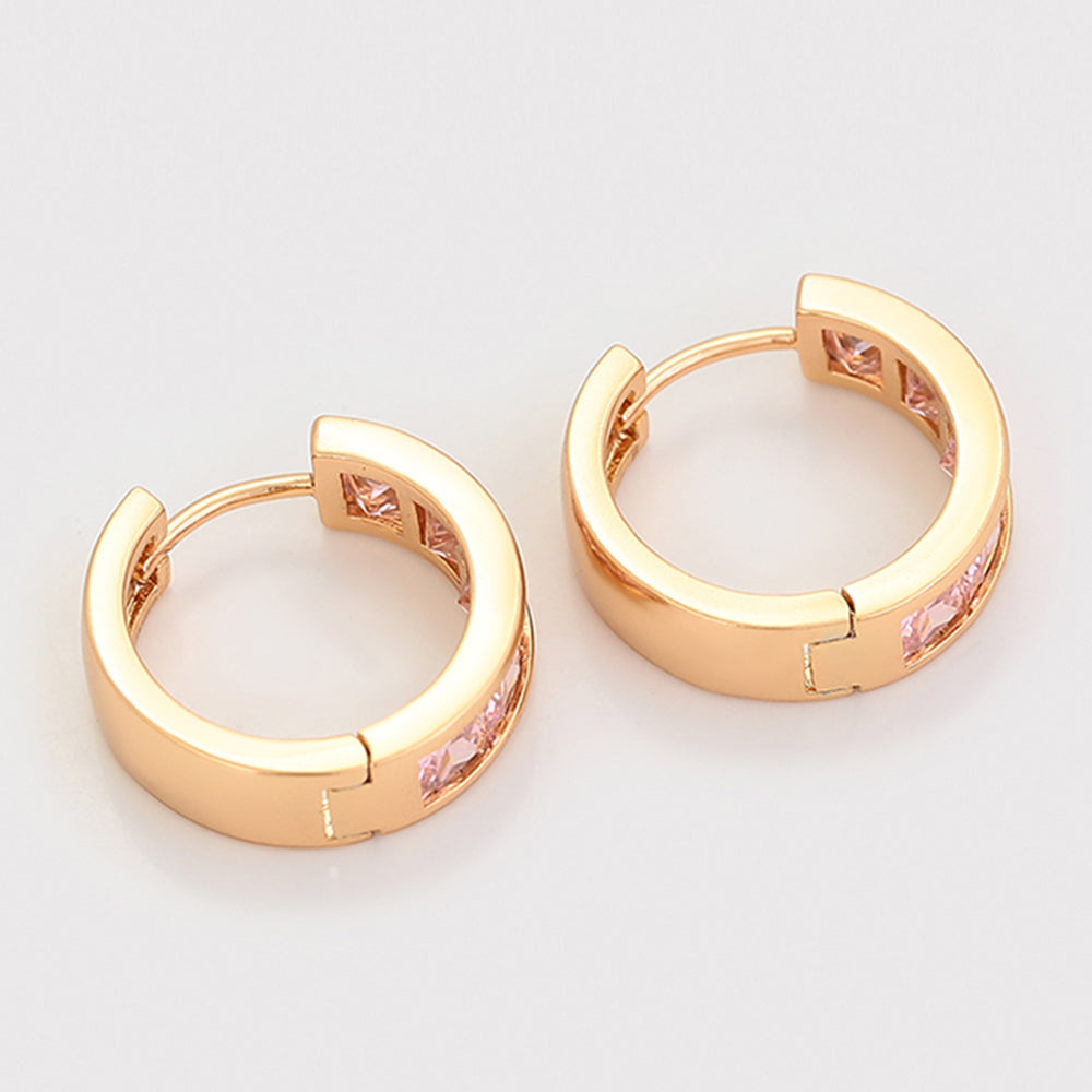 Pendientes de Aleación Bañado en Oro con Cristal Emporia® Rosa