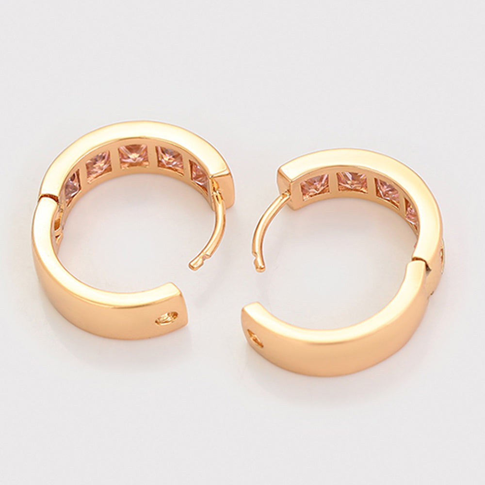 Pendientes de Aleación Bañado en Oro con Cristal Emporia® Rosa