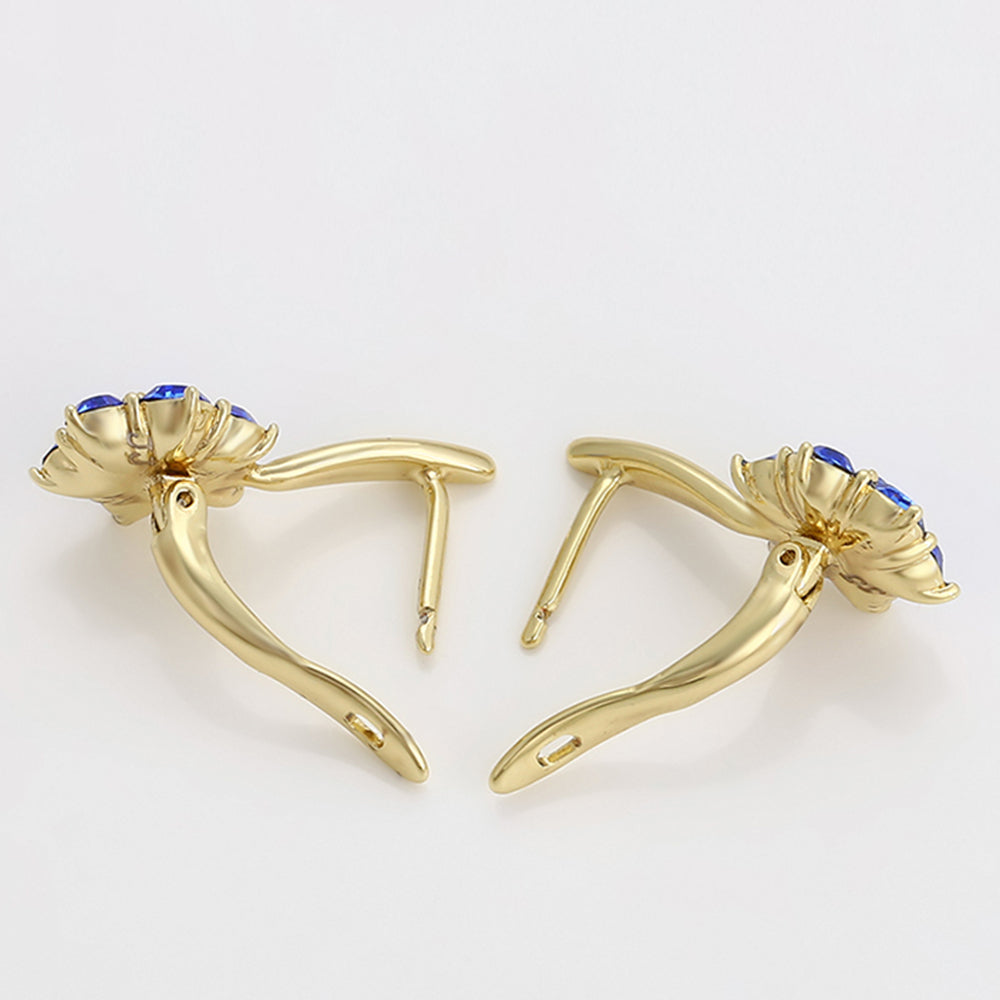 Pendientes de Aleación Bañado en Oro con Cristal Emporia® Azul
