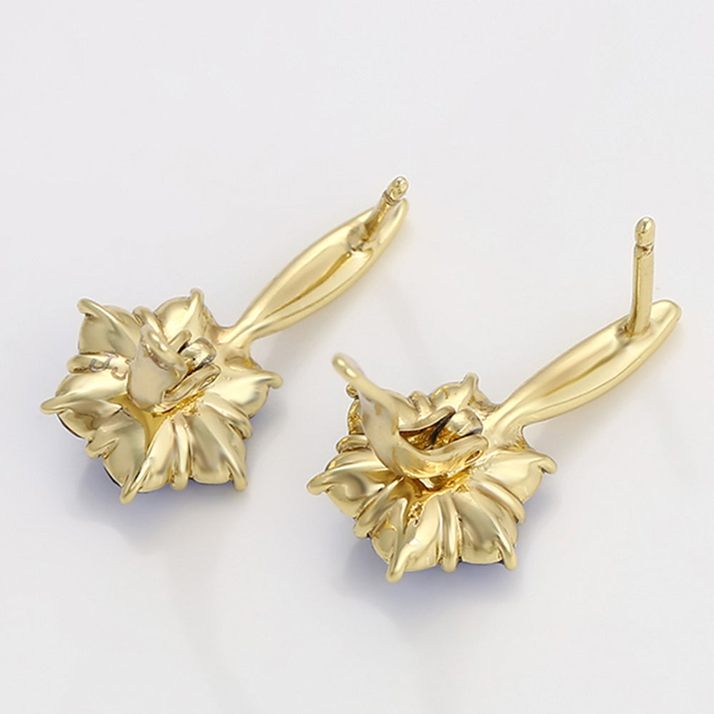 Pendientes de Aleación Bañado en Oro con Cristal Emporia® Azul