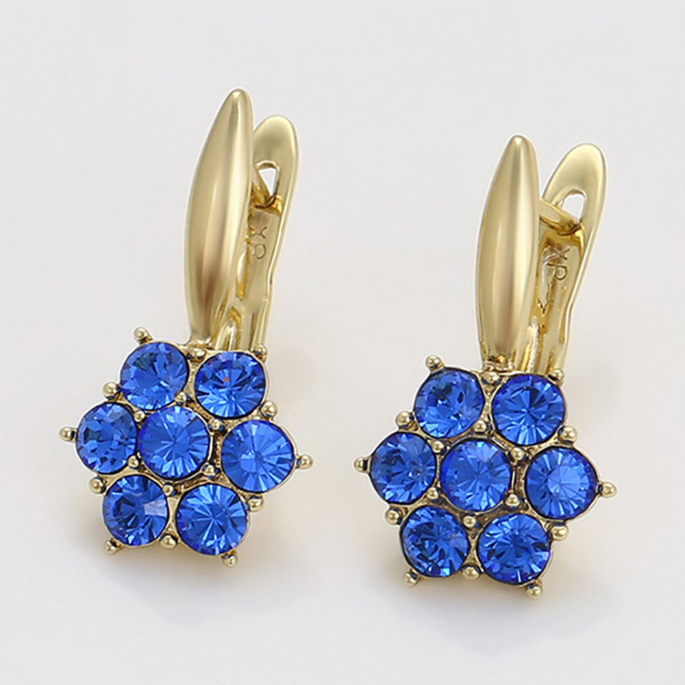 Pendientes de Aleación Bañado en Oro con Cristal Emporia® Azul