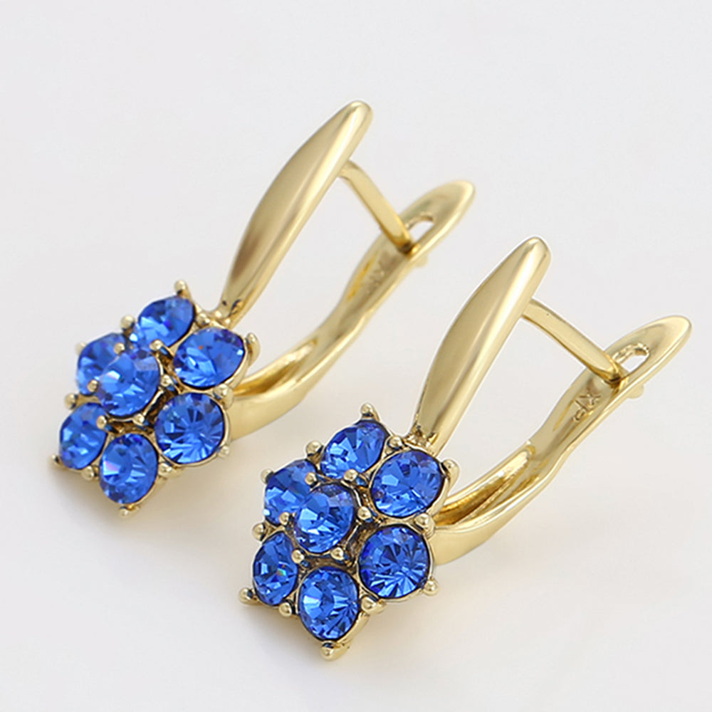 Pendientes de Aleación Bañado en Oro con Cristal Emporia® Azul