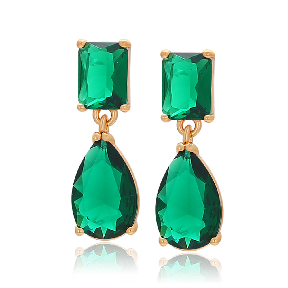 Pendientes de Aleación Bañado en Oro con Cristal Emporia® Verde